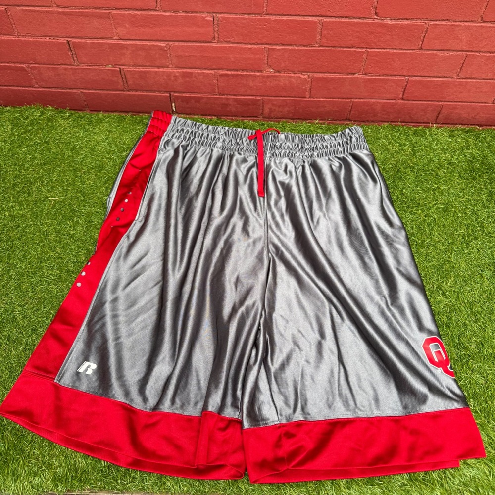 Russell Athletic Oklahoma Sooners Men XL Gray Red Dazzle Basketball Shorts NCAA